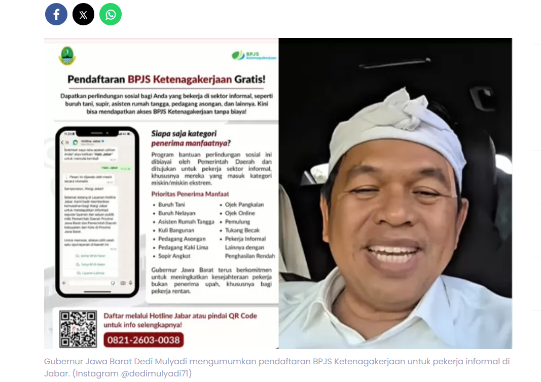 Dedi Mulyadi Luncurkan BPJS Gratis untuk Buruh dan Pekerja Informal