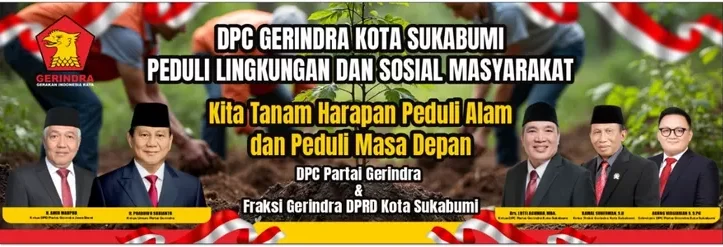 Kader dan anggota DPRD Fraksi Gerindra menanam pohon di Jalan Samsi Sukabumi