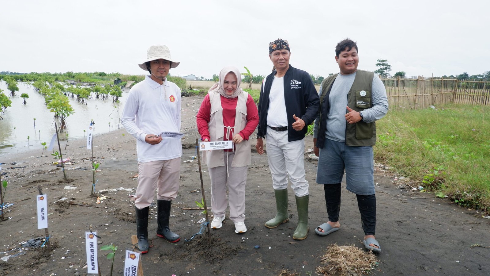 Gerindra Indramayu Tanam Mangrove di Pesisir Pantai Banji, Aksi Jaga Alam Hadapi Abrasi