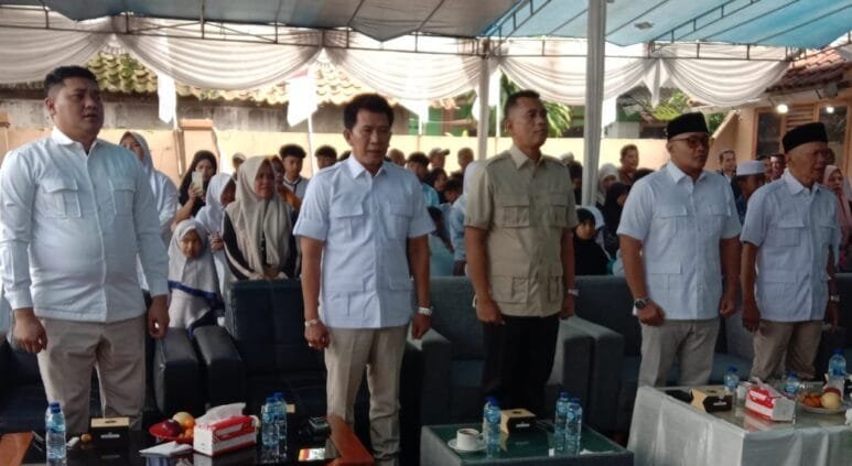 Jajaran pengurus dan kader mengikuti tasyakuran HUT ke-18 Gerindra Kabupaten Sukabumi.