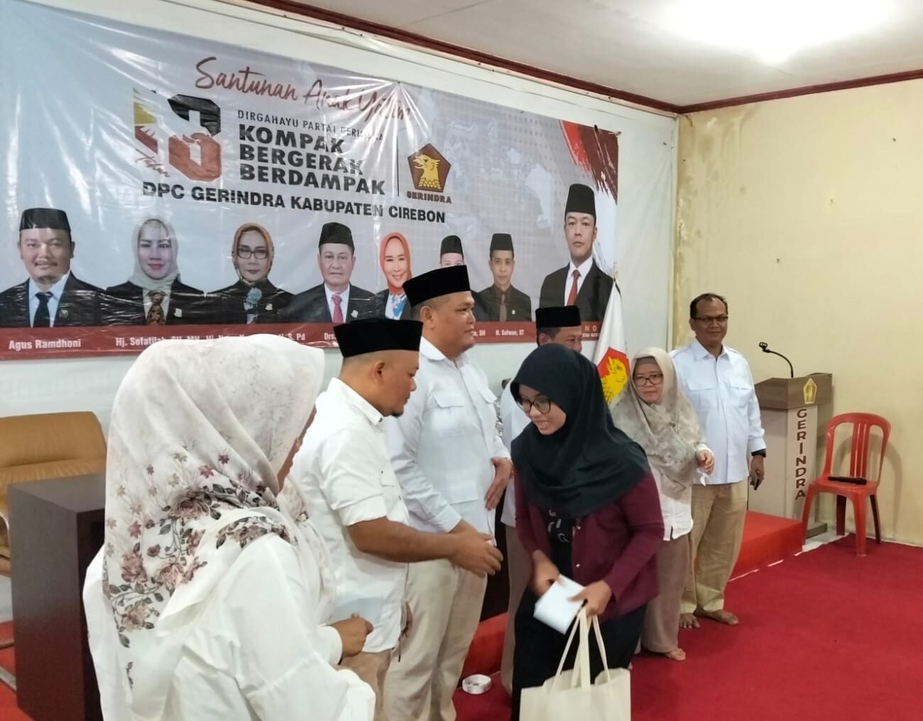 HUT Ke-18 Gerindra, DPC Kabupaten Cirebon Giat Sosial dan Konsolidasi PAC