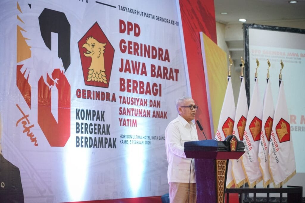 DPD Gerindra Jawa Barat menggelar tasyakur dan berbagi bersama anak yatim pada HUT ke-18 Gerindra