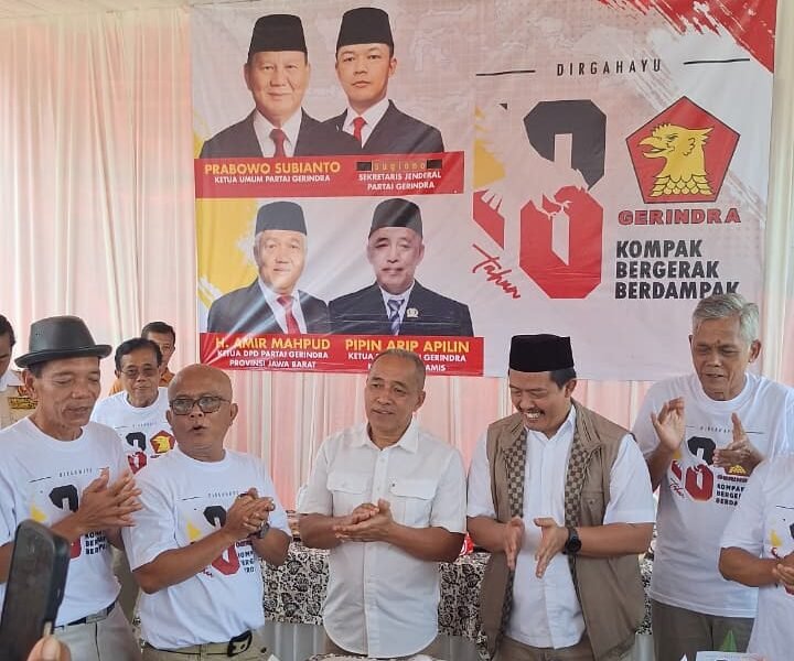 HUT ke-18 Gerindra Ciamis: Ketua DPC Pimpin Peletakan Batu Pertama Rumah Juang