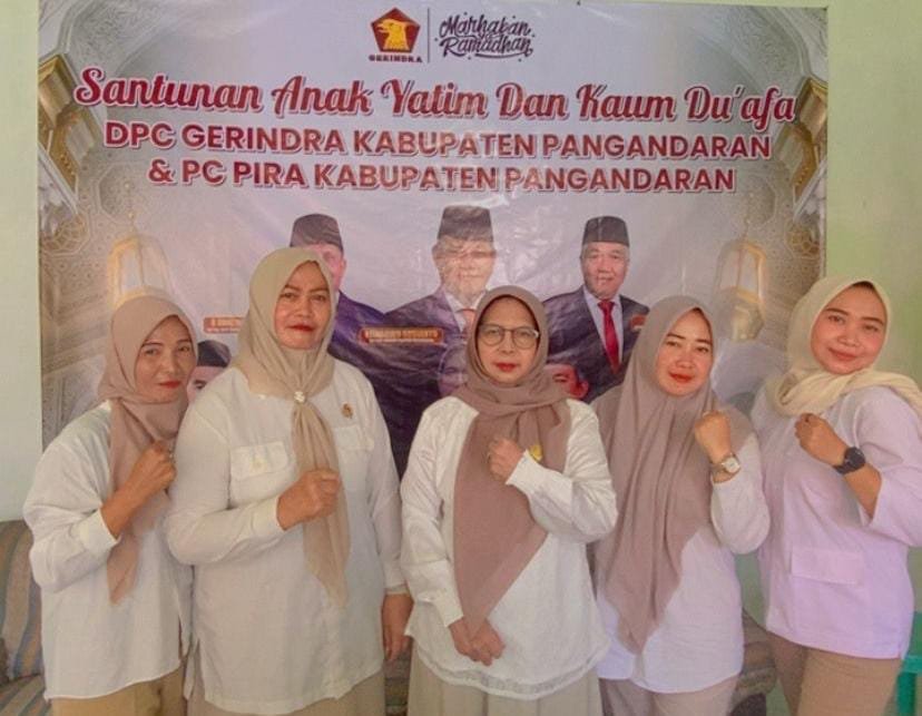 Pengurus PC PIRA Pangandaran menghadiri kegiatan santunan anak yatim bersama DPC Gerindra Pangandaran