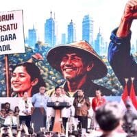 Prabowo Hadiri Peringatan Hari Buruh di Monas Jakarta