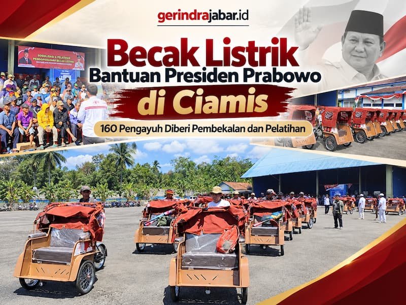 Ratusan pengayuh mengikuti pembekalan becak listrik bantuan Prabowo di Ciamis