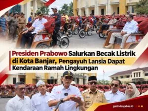 200 becak listrik bantuan Prabowo untuk pengayuh di Kota Banjar.