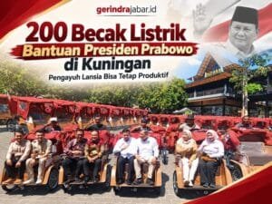 Becak listrik bantuan Presiden Prabowo untuk pengayuh lansia di Kuningan, disiapkan sebagai sarana transportasi untuk menunjang aktivitas dan pekerjaan sehari-hari.