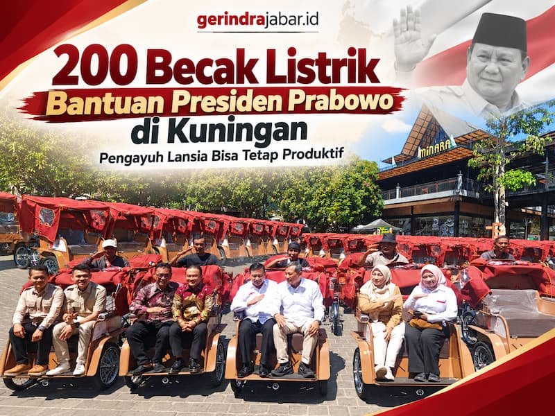 Becak listrik bantuan Presiden Prabowo untuk pengayuh lansia di Kuningan, disiapkan sebagai sarana transportasi untuk menunjang aktivitas dan pekerjaan sehari-hari.