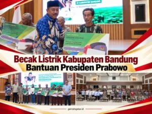 Yayat Hidayat bersama pengayuh lansia penerima becak listrik bantuan Presiden Prabowo di Kabupaten Bandung.