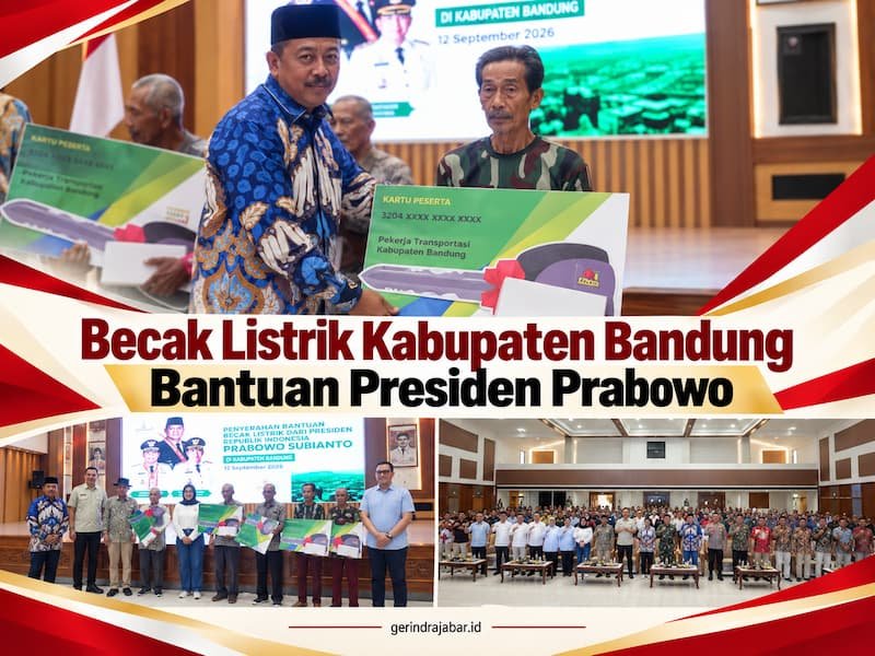 Yayat Hidayat bersama pengayuh lansia penerima becak listrik bantuan Presiden Prabowo di Kabupaten Bandung.