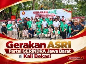 Kegiatan Gerakan ASRI Partai Gerindra Jawa Barat di Kali Bekasi yang diikuti sejumlah peserta dalam suasana kebersamaan di ruang terbuka.
