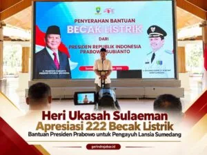 Heri Ukasah Sulaeman menghadiri peluncuran 222 becak listrik bantuan Presiden Prabowo untuk pengayuh lansia di Sumedang.
