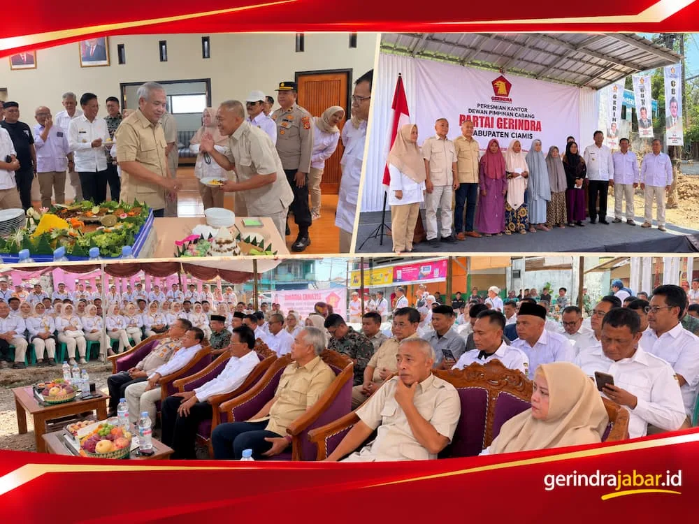 Pipin Arif Apilin saat menghadiri peresmian gedung baru DPC Gerindra Kabupaten Ciamis.
