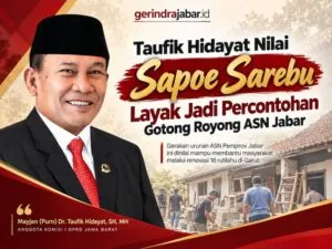 Taufik Hidayat menilai gerakan Sapoe Sarebu sebagai bentuk gotong royong ASN Jabar yang membantu renovasi rumah tidak layak huni di Garut.
