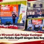 Tina Wiryawati saat memberikan pembekalan bela negara kepada pelajar SMK di Kuningan.