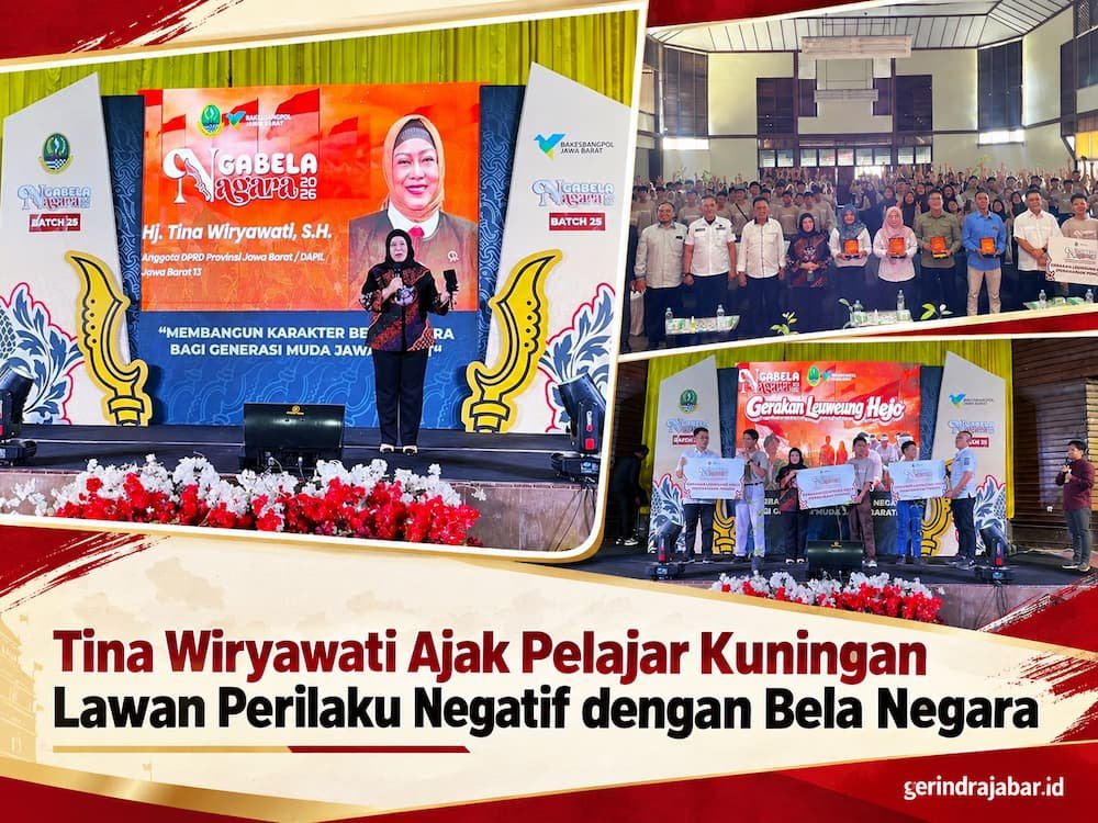 Tina Wiryawati saat memberikan pembekalan bela negara kepada pelajar SMK di Kuningan.