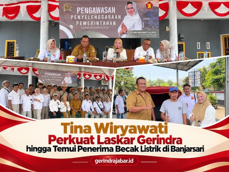 Tina Wiryawati memberikan pembinaan kepada Laskar Gerindra dan menemui penerima bantuan becak listrik di Banjarsari, Ciamis.