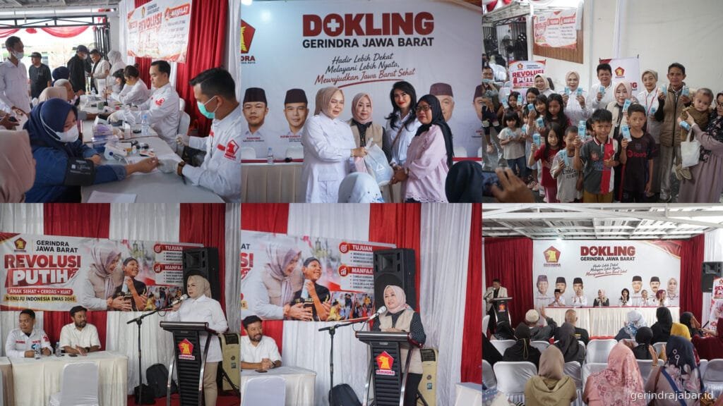 Dokling Gerindra Jabar menghadirkan Cek Kesehatan Gratis dan pembagian susu untuk anak di Kabupaten Bandung Barat